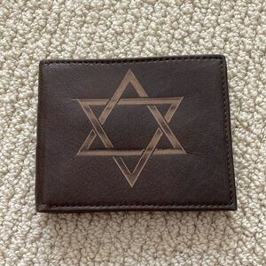 NEW Genuine Leather Bifold Star of David Wallet Brown 4.5” x 3.5” Handcrafted